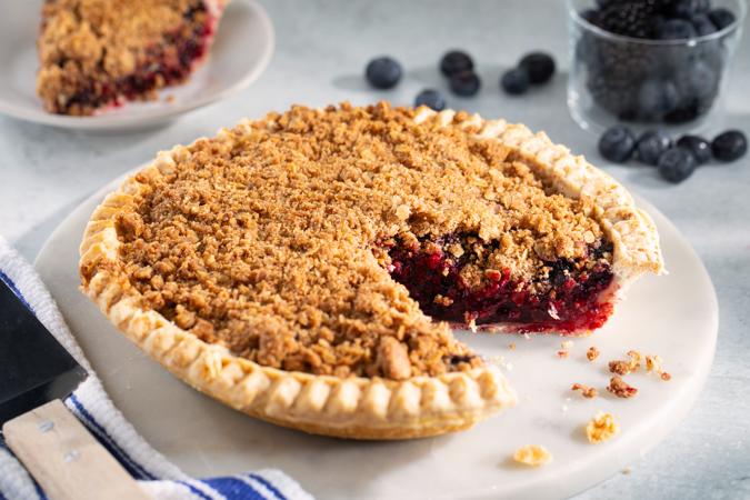 Grandma Dutch Berry Pie with rolled oat streusel topping