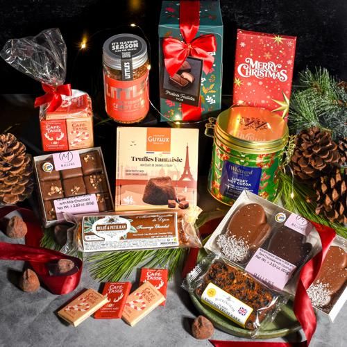 European Christmas Market Tour Gift Box with Belgian chocolates, French truffles and Whittard hot cocoa