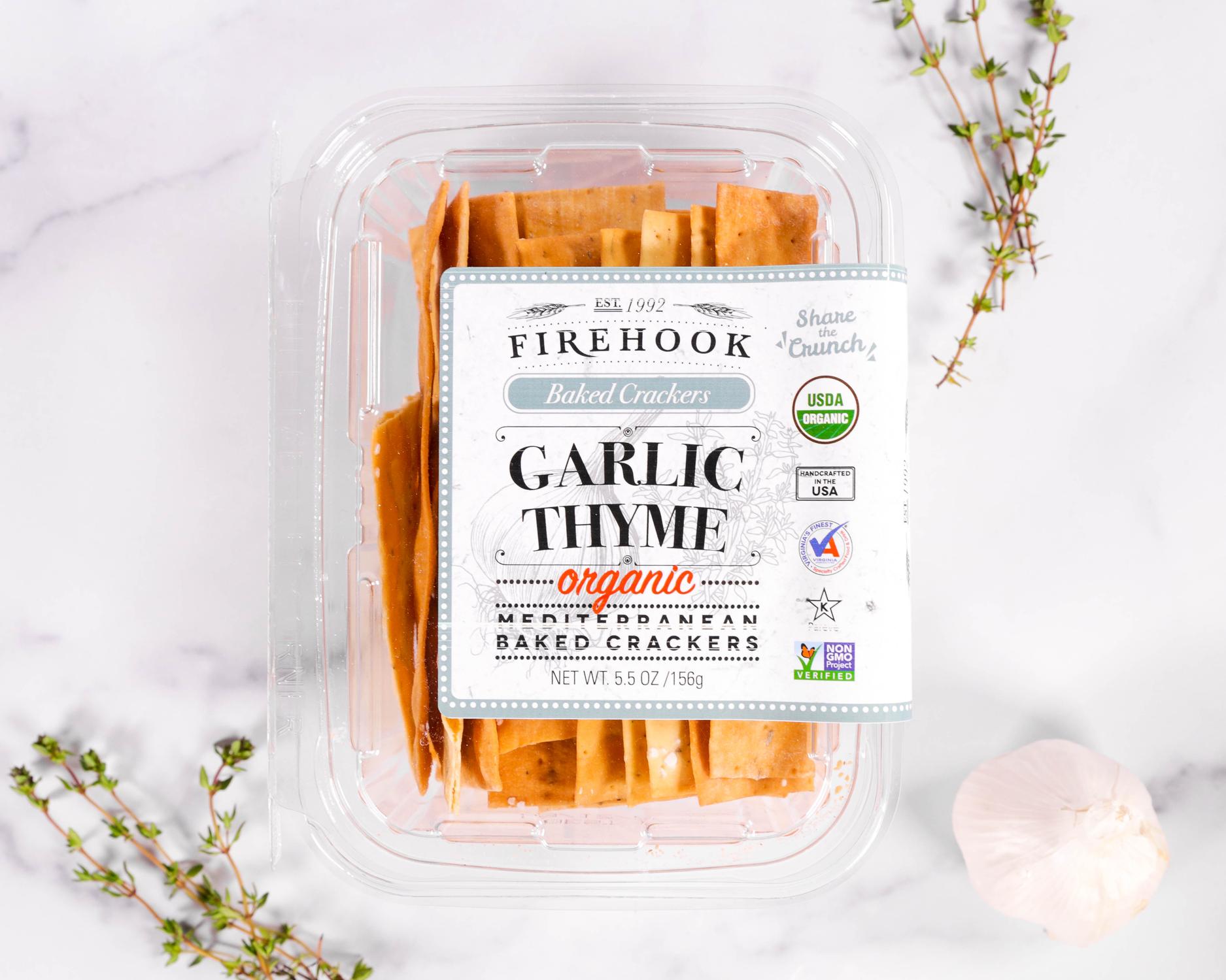 Firehook Garlic Thyme Organic Mediterranean Baked Crackers