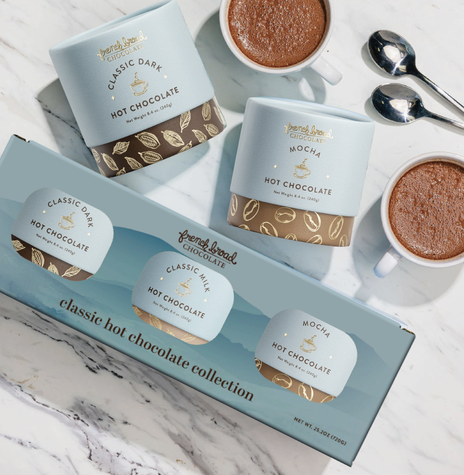 French Broad Chocolate Classic Hot Chocolate Collection Gift Box with 3 flavors