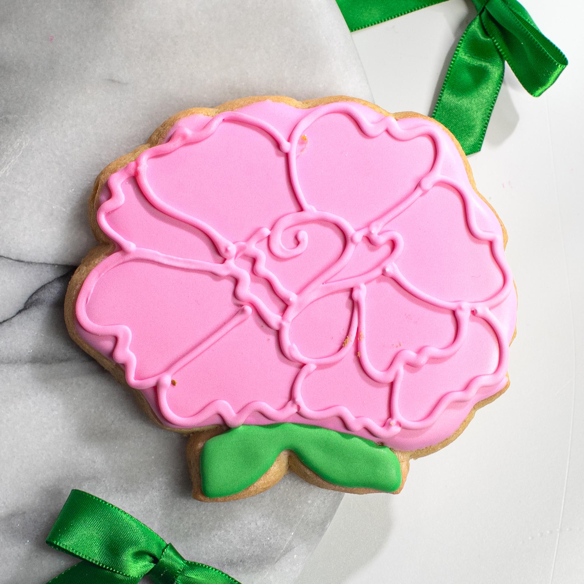 Frosted Baker Pink Rose Cookie