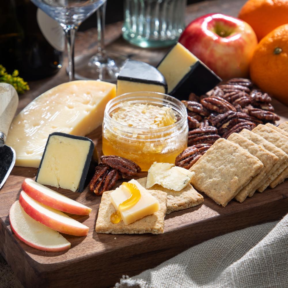 Premium Fruit and Cheese Gift box with apples and cheese and honeycomb