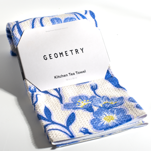Geometry spring blooms tea dish towel