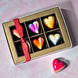 Ghyslain box of chocolates 6 hearts in window box