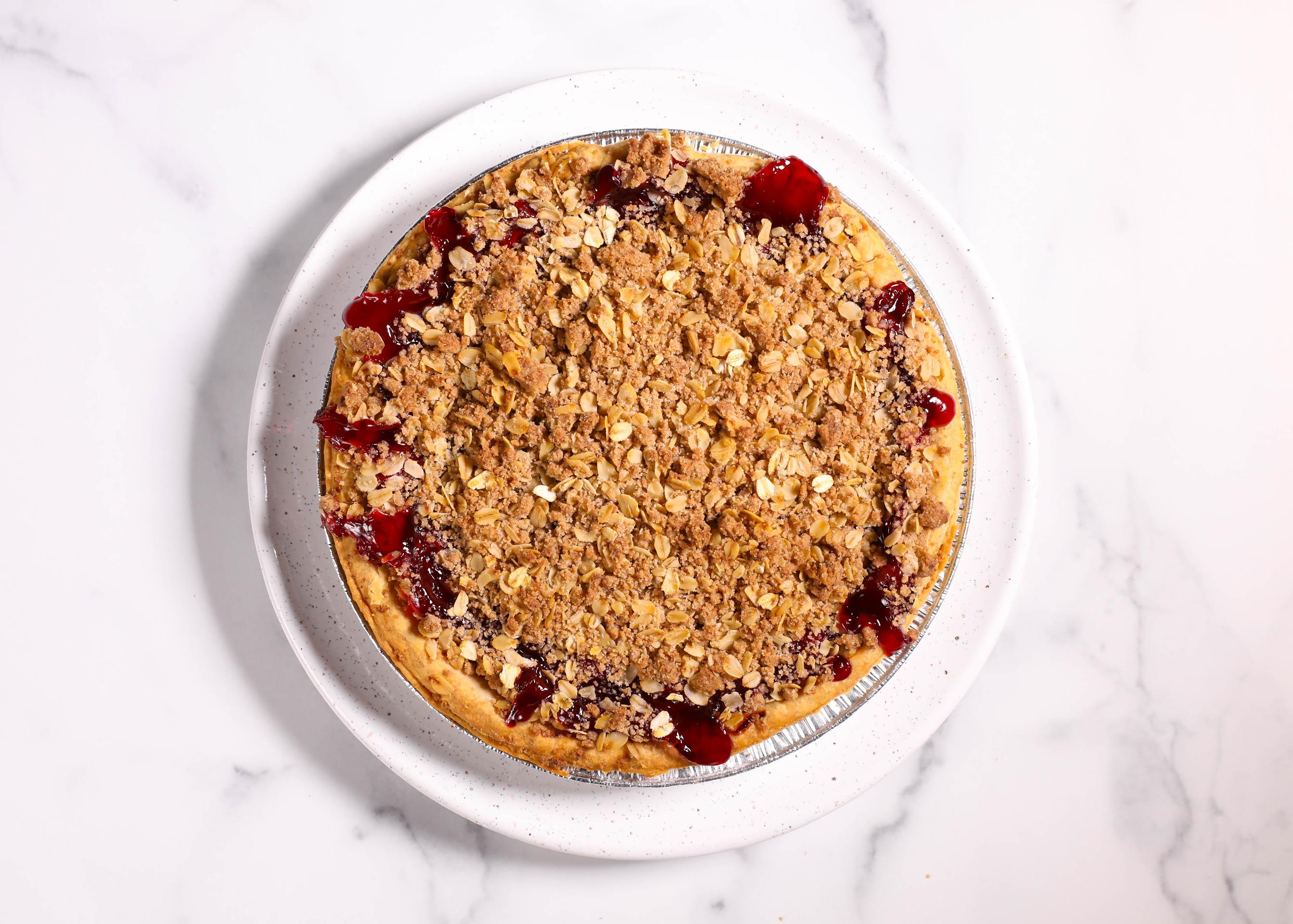 Grandma Dutch Berry Pie with rolled oat streusel topping and a flaky crust