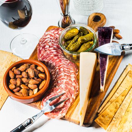 Noshing and Nibbling Happy Hour Cheese and Charcuterie