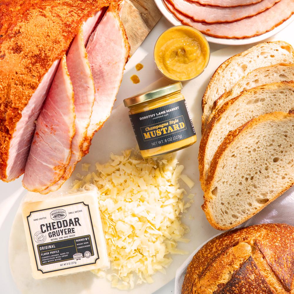 Heavenly Ham Sandwich Kit with cheese, mustard, whole heavenly ham, sourdough bread ready to ship nationwide