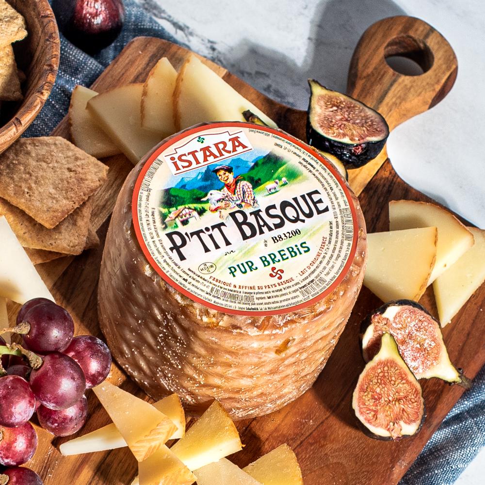 Istara P'tit Basque ewe's milk cheese wheel with basketweave rind