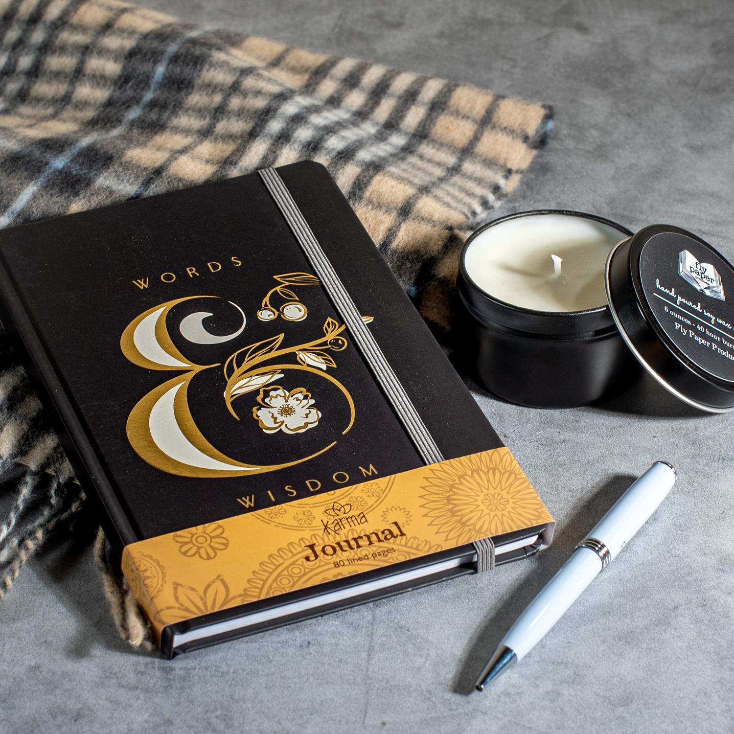 Journal and candle