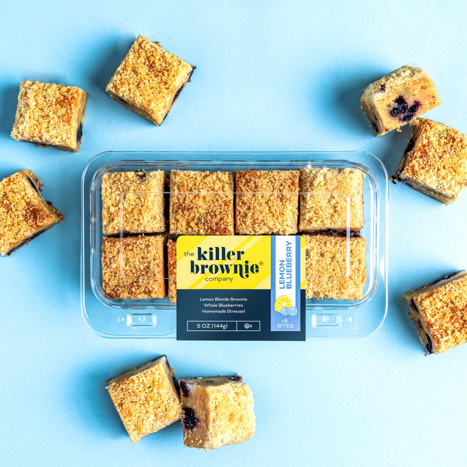 killer brownie lemon blueberry blond brownie bites