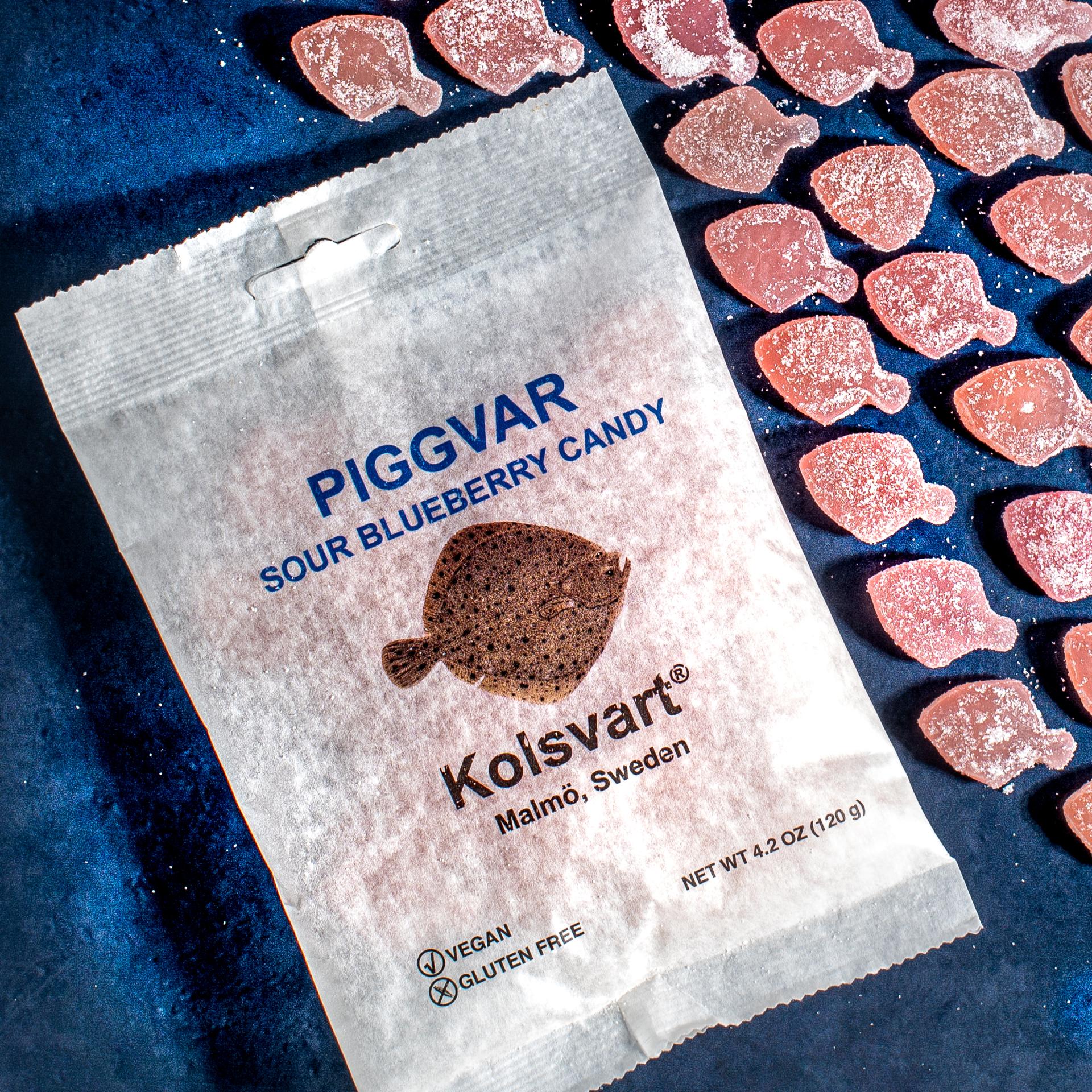 Kolsvart Piggvar Sour Blueberry Candy Package
