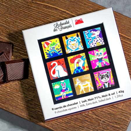 Le Chocolate des Francais 9 chocolate squares Animals