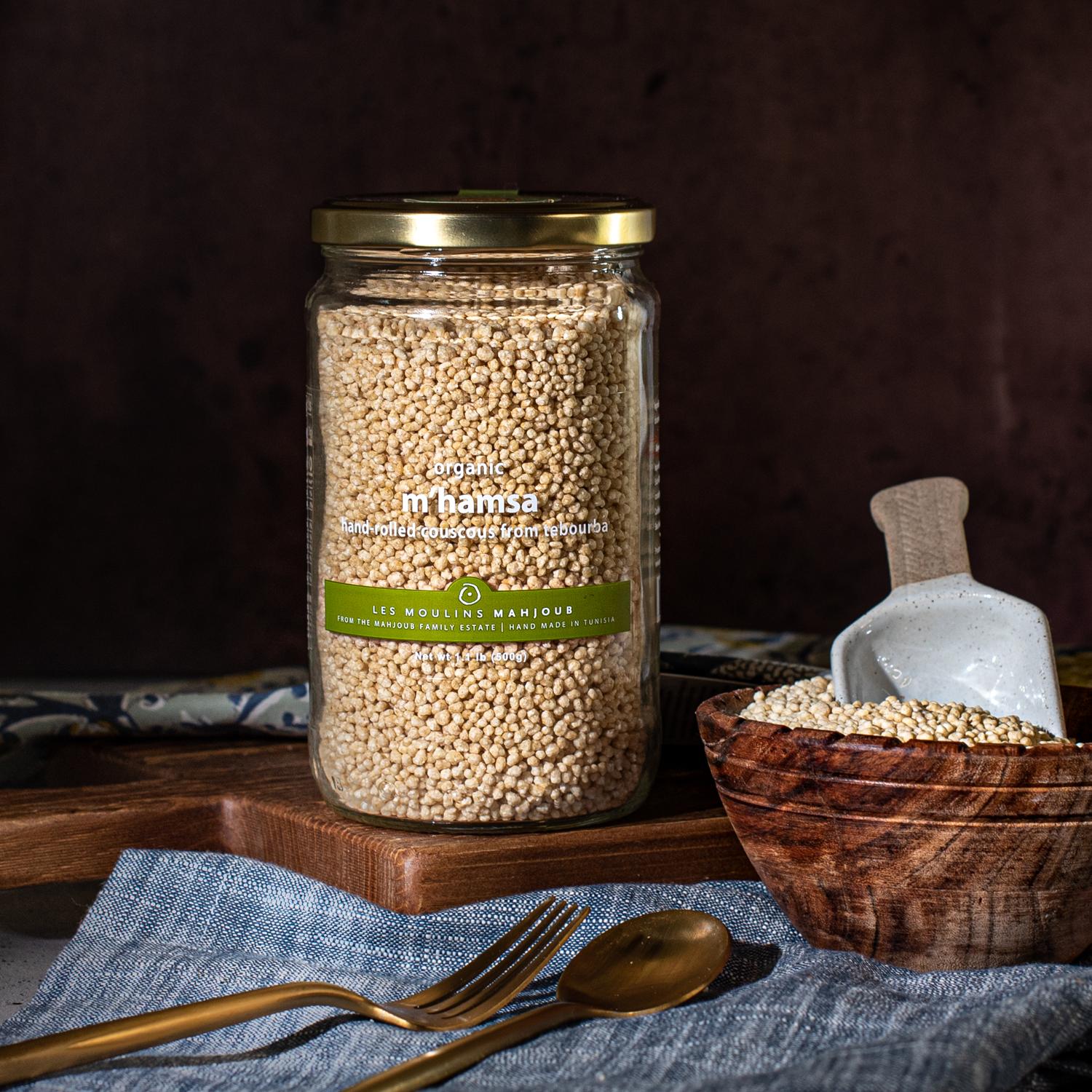 Les Moulin Mahjoub Organic m'hamsa hand-rolled couscous