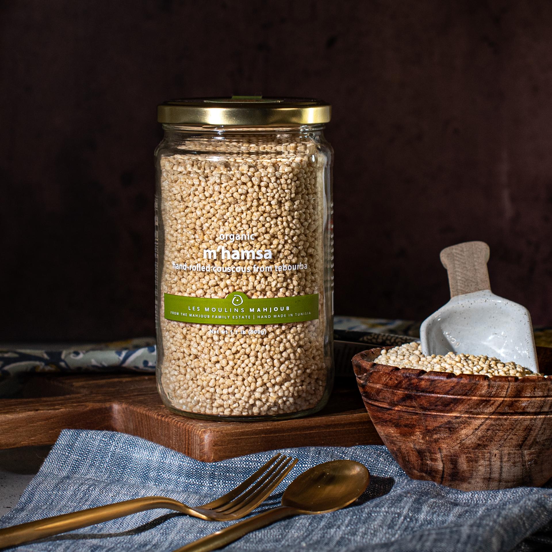Les Moulin Mahjoub Organic m'hamsa hand-rolled couscous