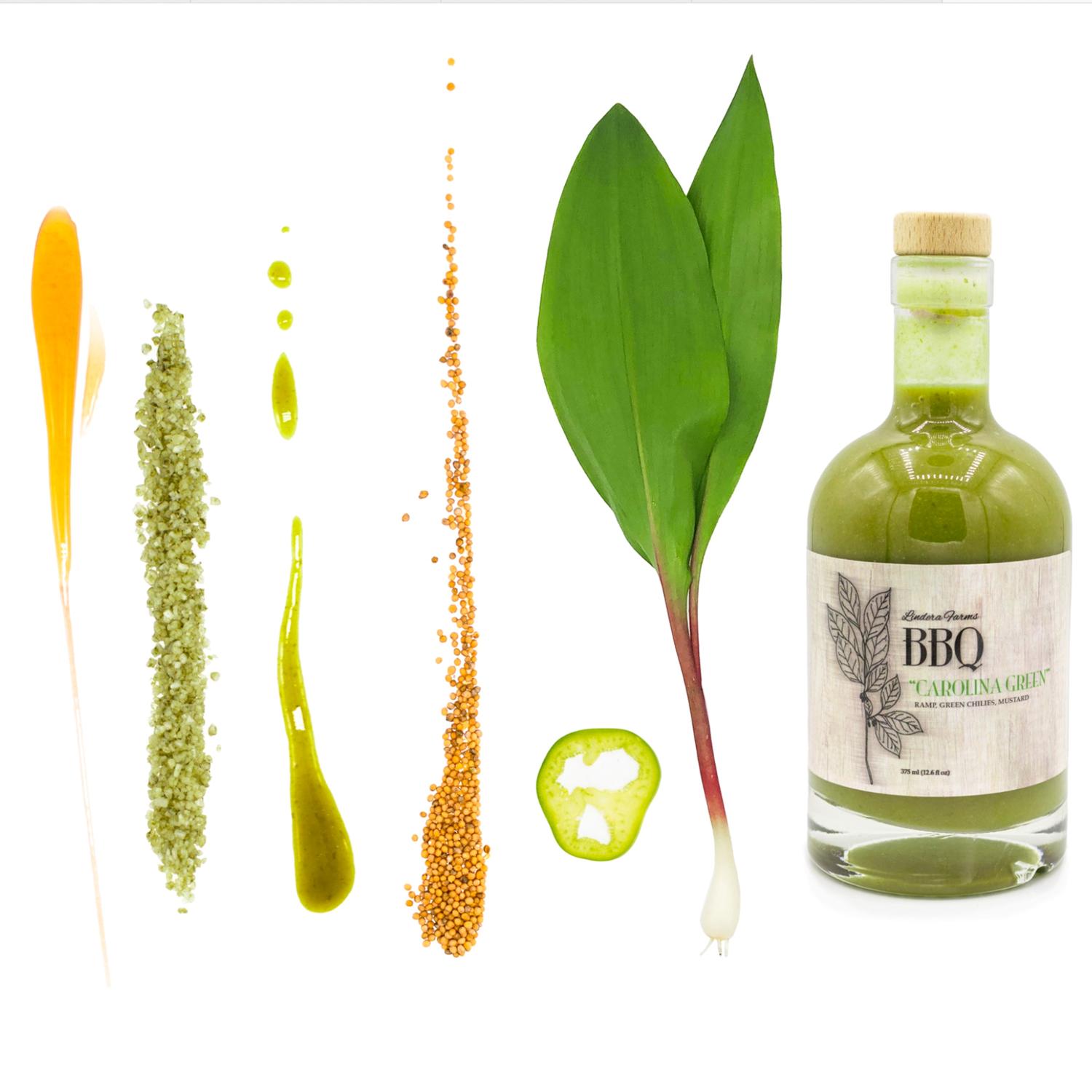 Lindera Farms Carolina Green Ramp, Green Chilies Mustard BBQ