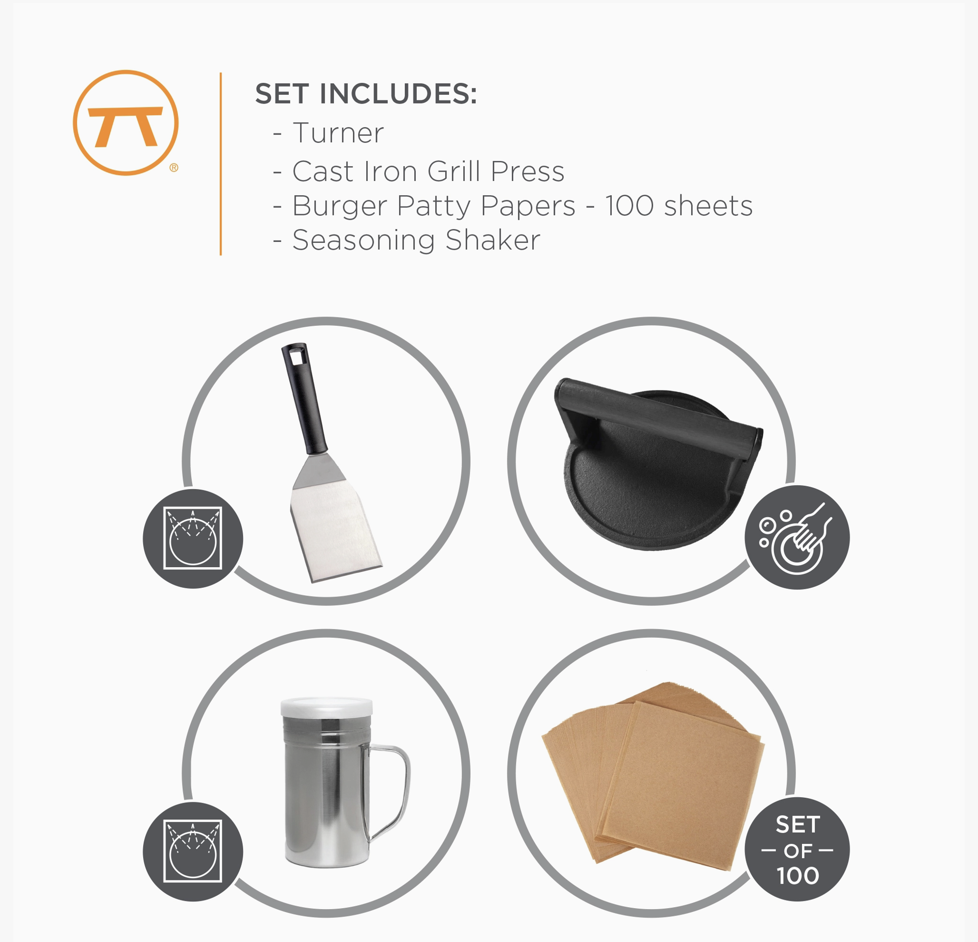 Smashburber Gift Set including spatula, press, shaker and paper