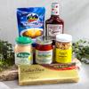 Ohio Nostalgia Gift Box ships with Skyline Chili, Pine Club Dressing, Jumps peanuts, Mamma DiSalvo's sauce and esther price candies