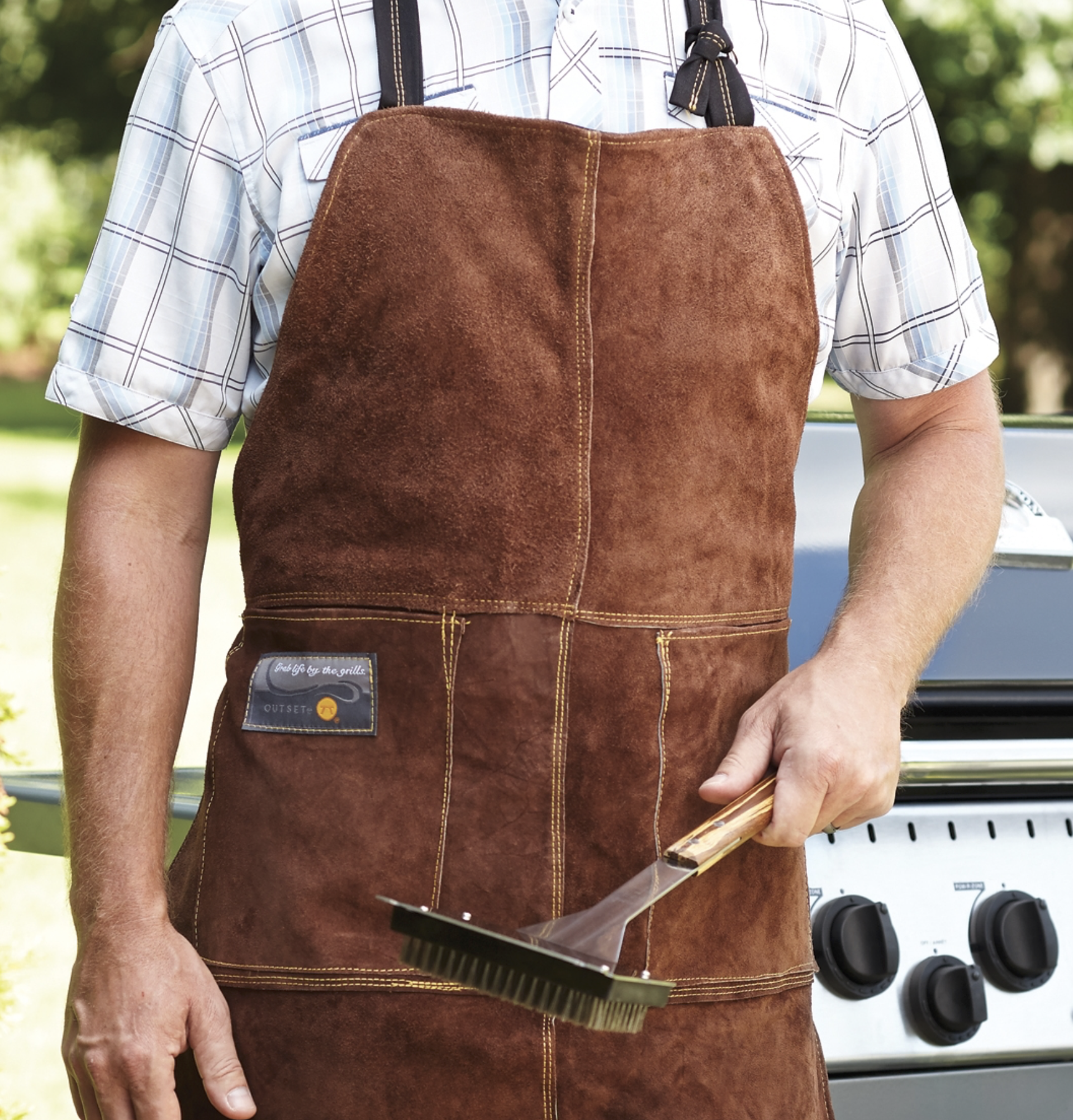 Outset Brownie Leather Grilling Apron