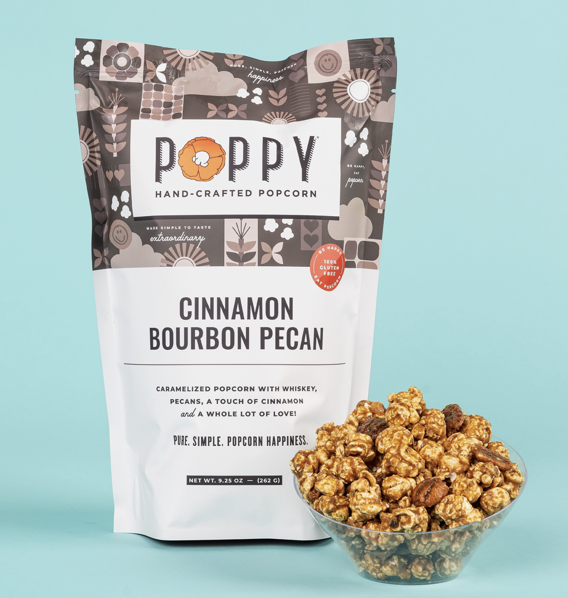 poppy popcorn cinnamon bourbon pecan market bag