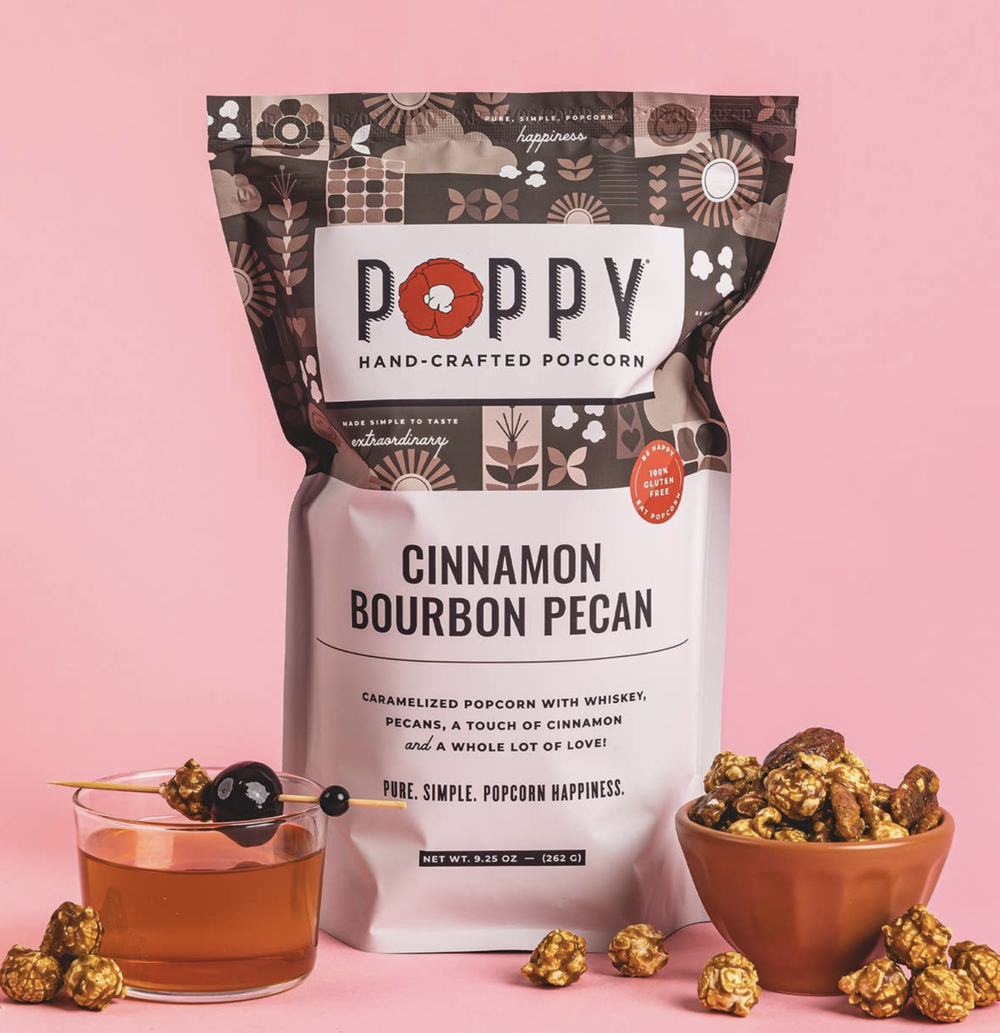 poppy popcorn cinnamon bourbon pecan market bag