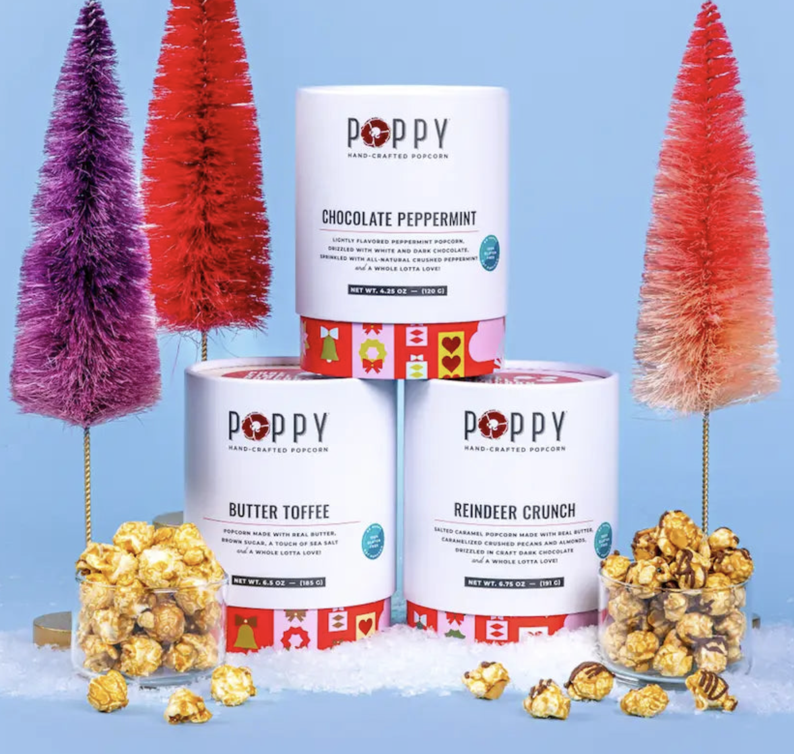 Poppy Handcrafted Trio Cylianders Holiday Gift Box