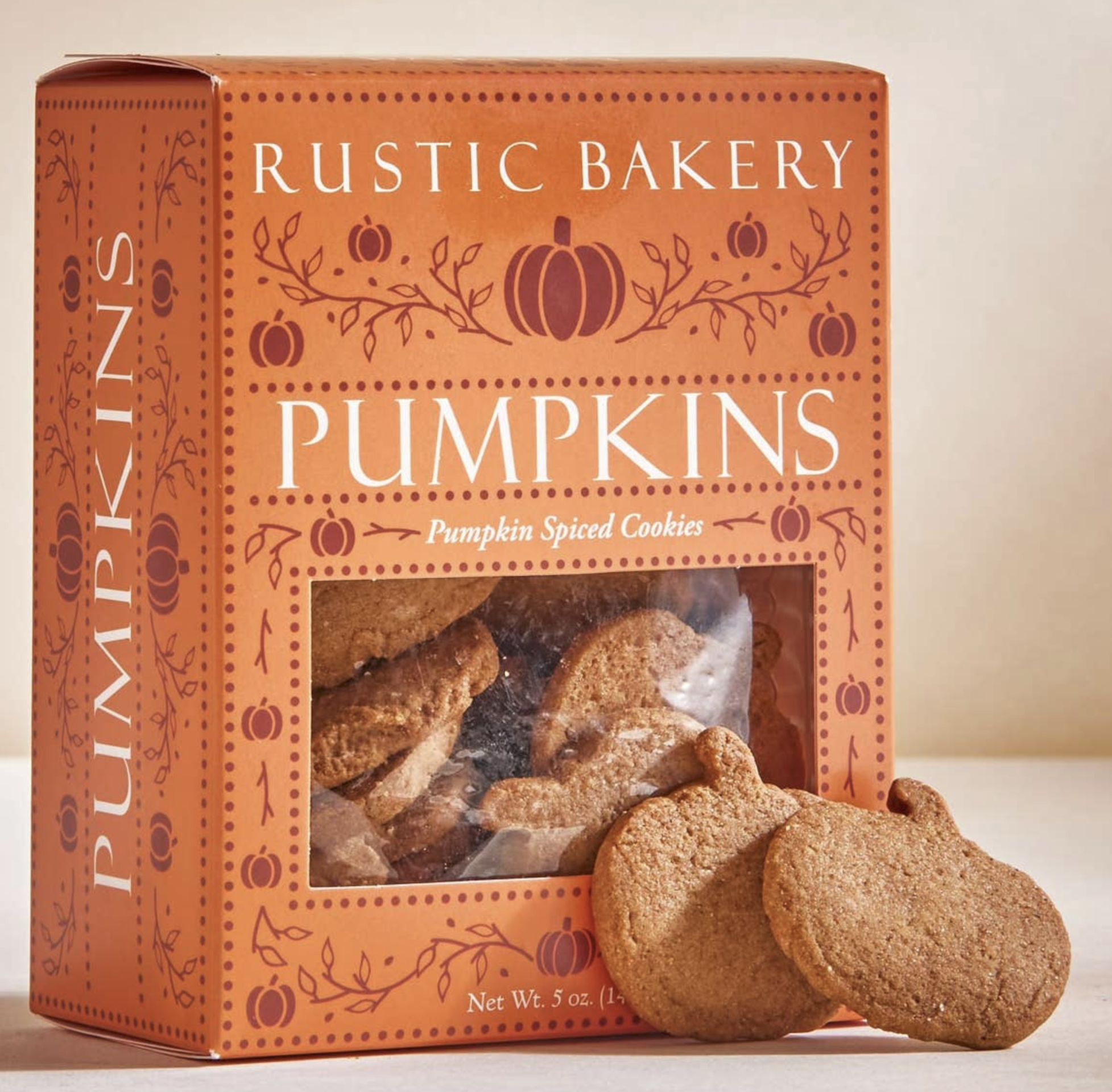 The perfect pumpkin shaped Rustic Bakery Shortbread cookie for a pumpkin spiced latte
