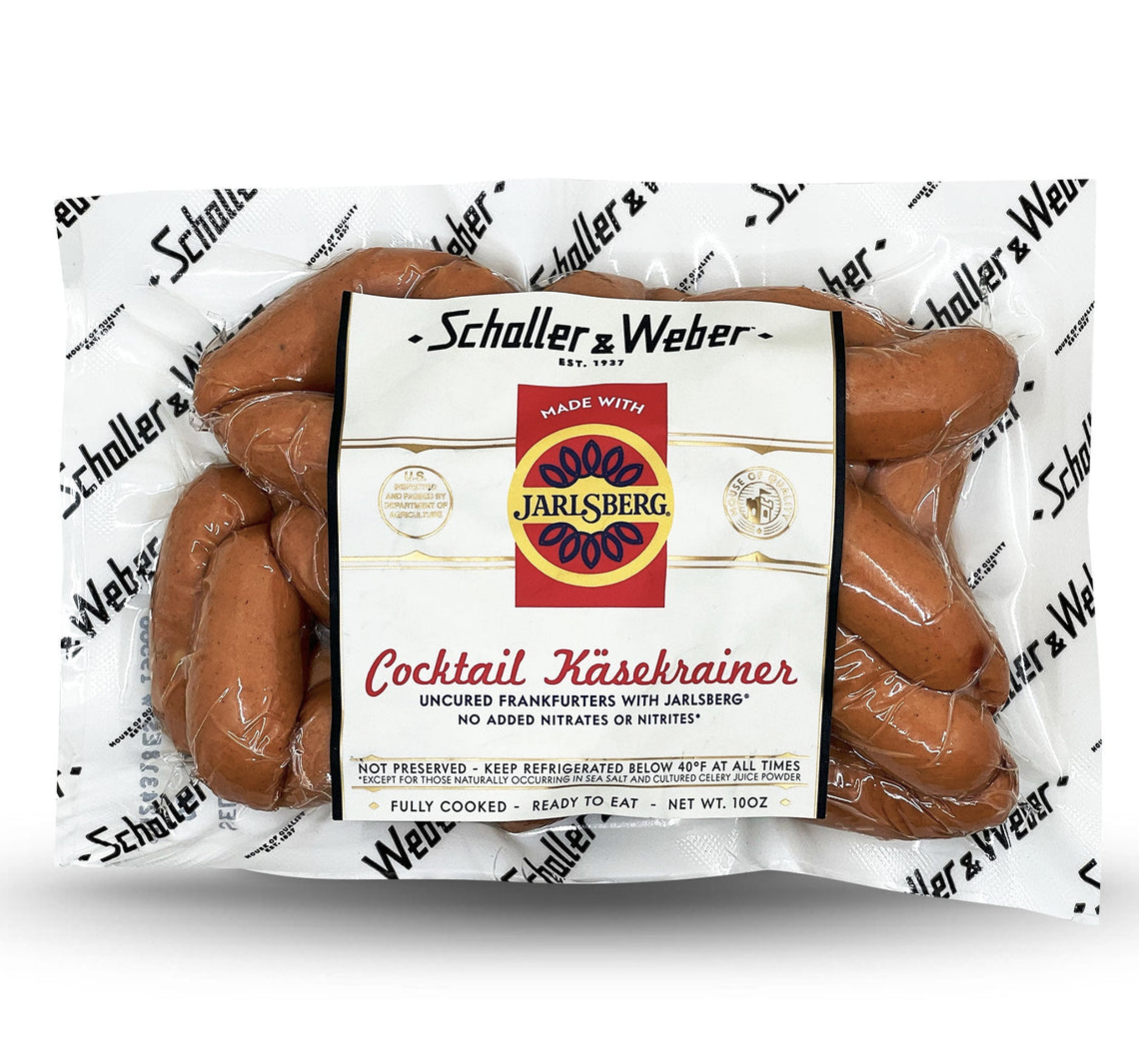 Scaller and Weber Cocktail Kasekrainer wiwth jarlsburg cheese