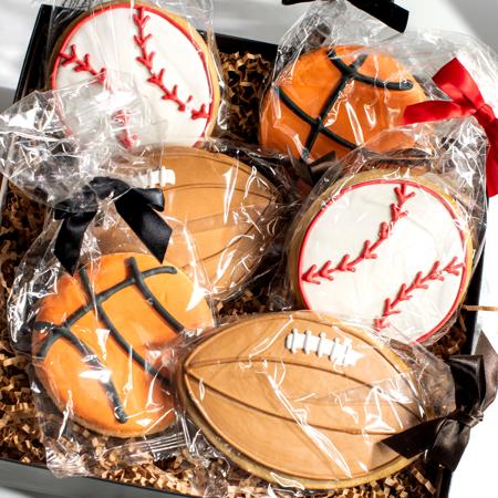 Sports Sugar Cookies 2 basketballs 2 baseballs 2 footballs sugar cookies