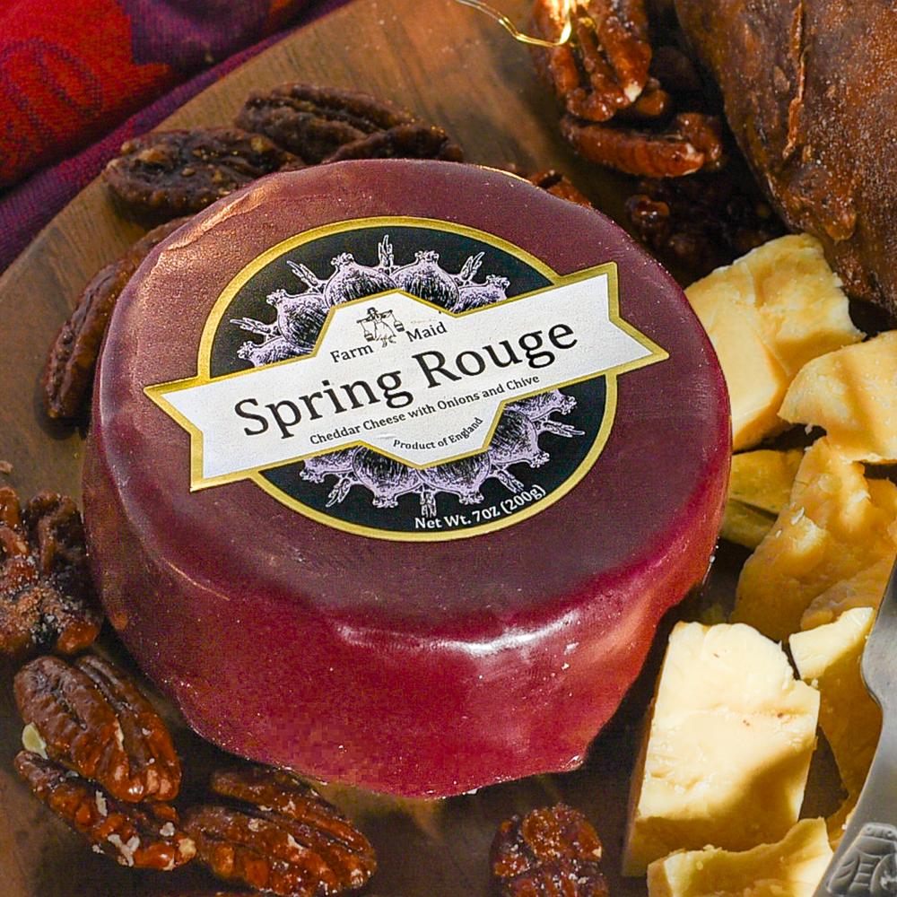 Spring Rouge Farm Maid Cheddar with onions and chive truckle