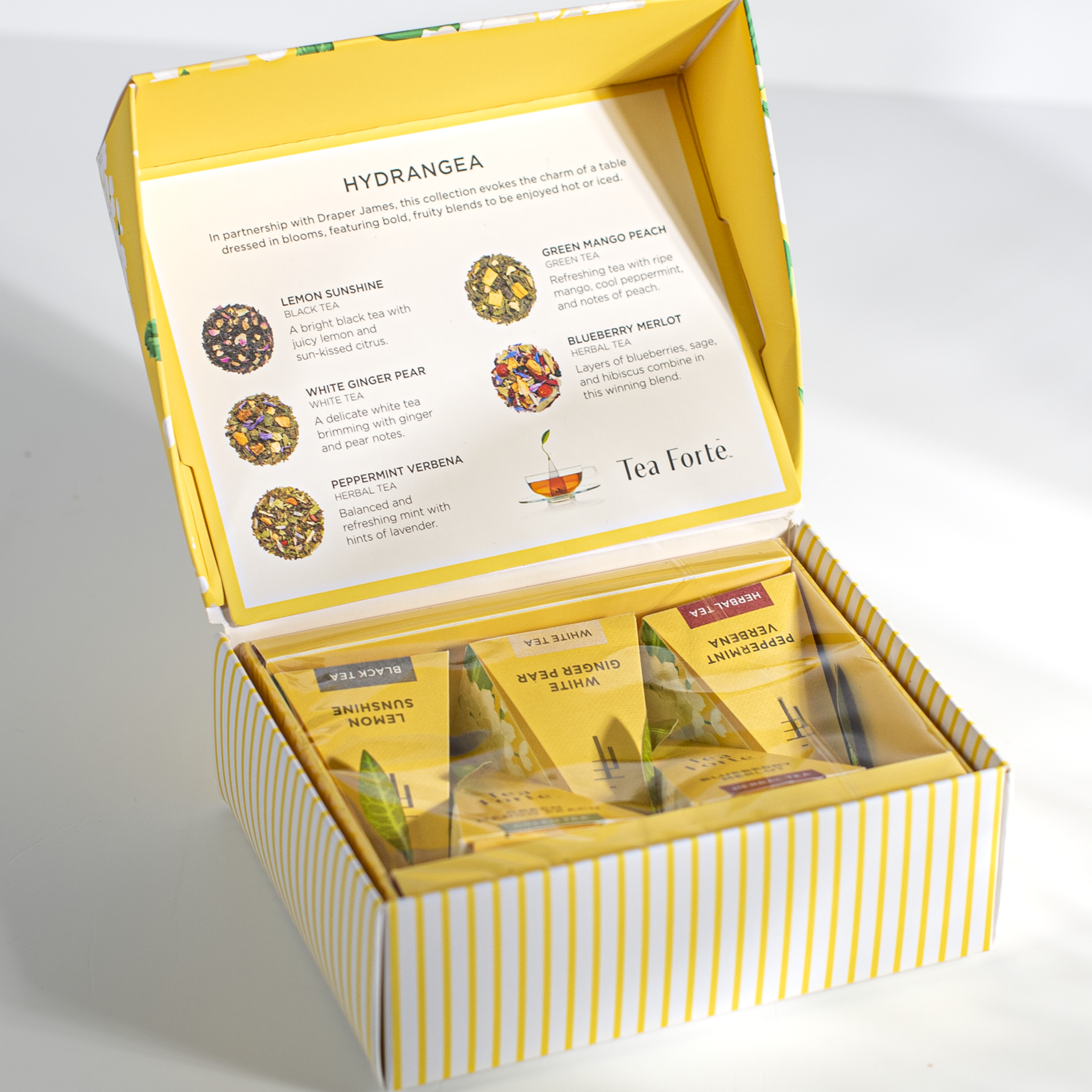tea forte hydrangea draper james pyramid tasting box