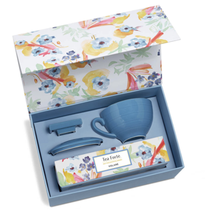 Tea Forte Volare Tea Gift Set with new Mystic Blue Porcelain cafe cup and Mystic Acai blend