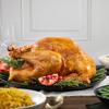 DLM Fully Cooked Turkey dinner with sides and pie