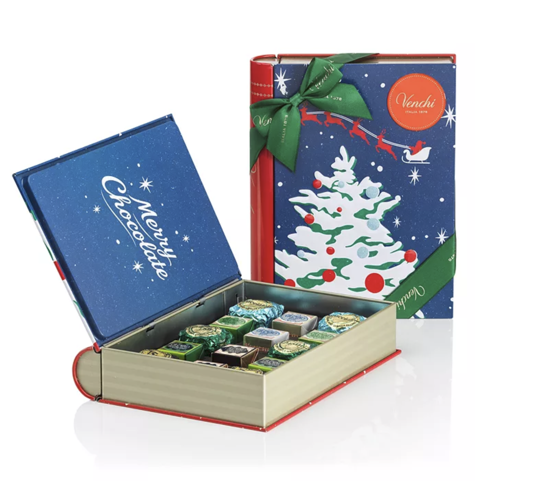 Venchi maxi merry chocolate gift box open