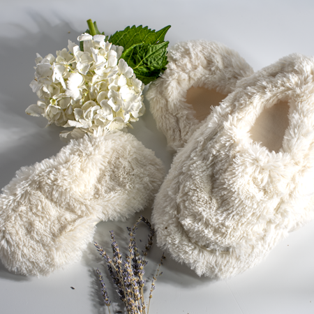 Warmies slippers and eye mask cream