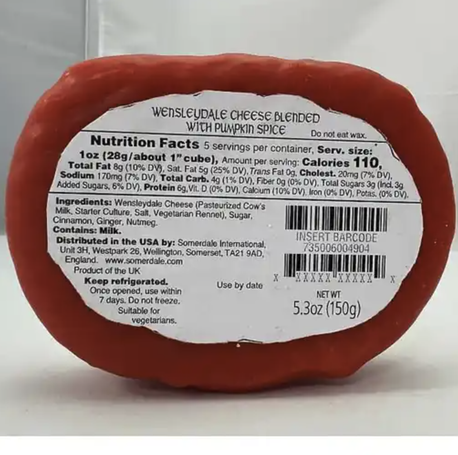wensleddale pumpkin spice nutritional information